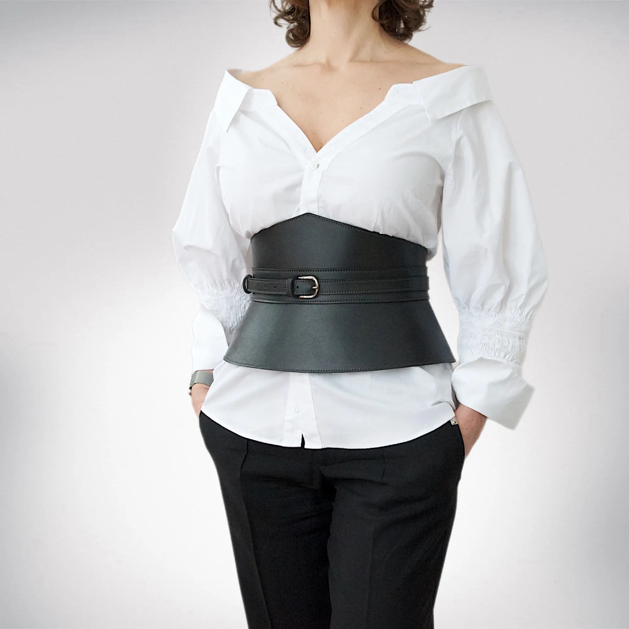C/MEO black corset peplum waist belt XXS PVC Peplum Belt – Tibi Official main image 4