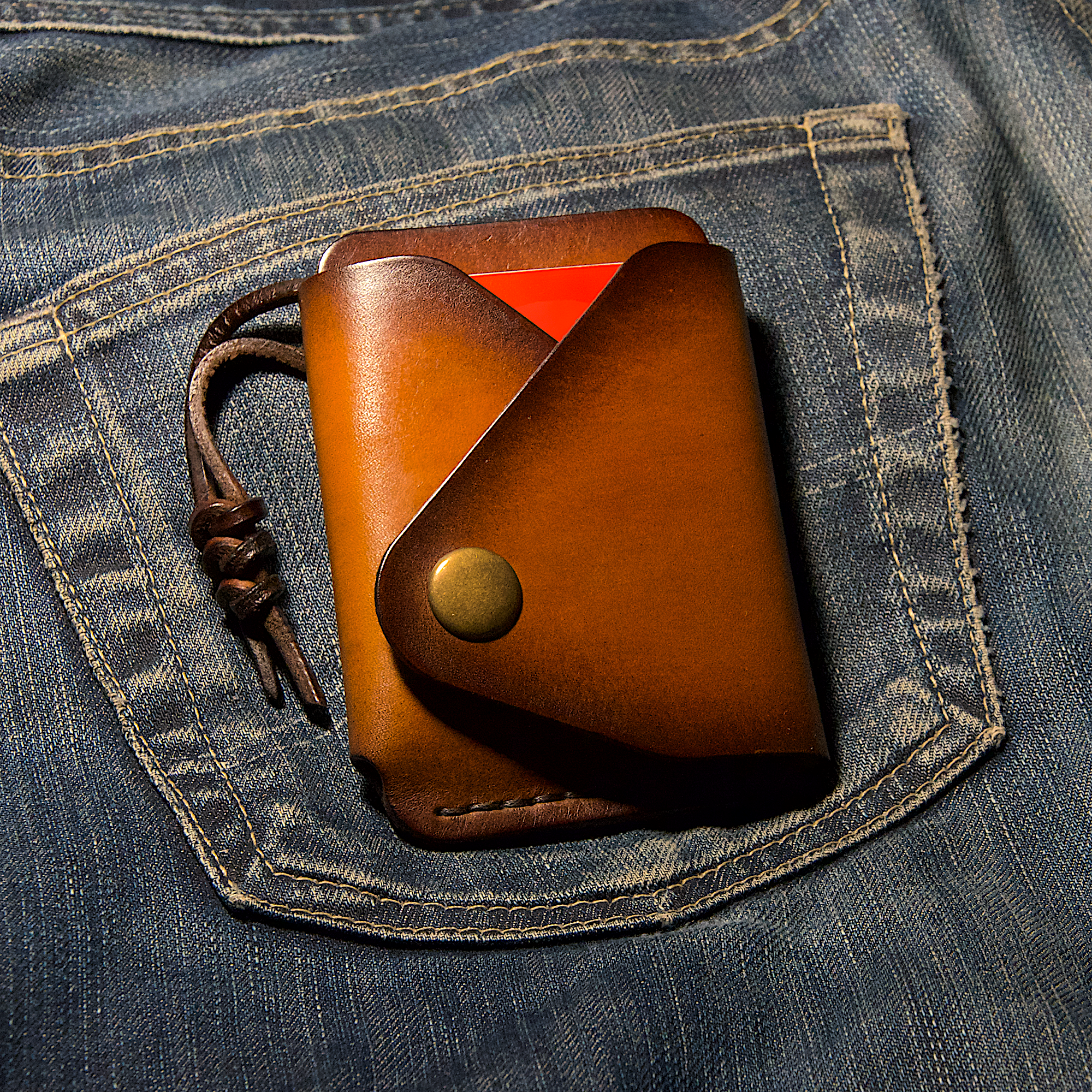 Full grain vegetable tanned leather EDC wallet