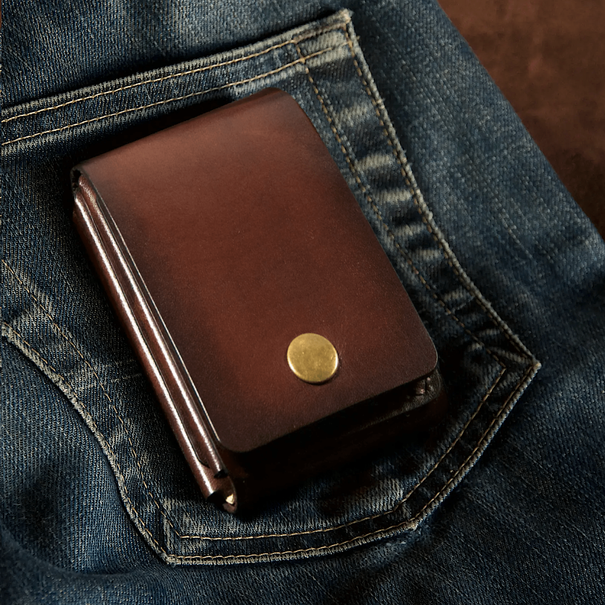 Dark brown leather wallet for men | NELSON | Front pocket wallet