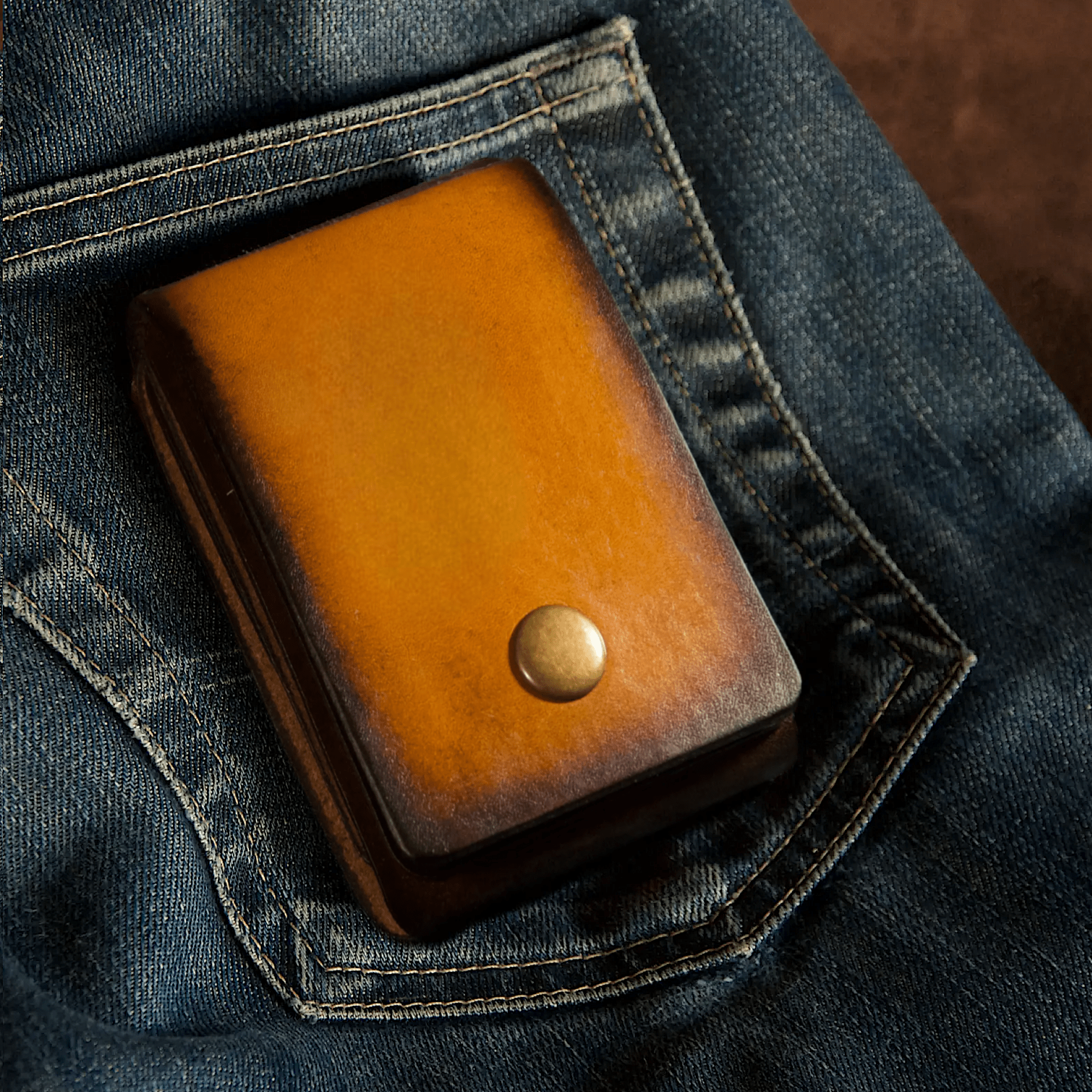 Pocket wallet for men | Mens leather wallet | NELSON | Light brown leather wallet
