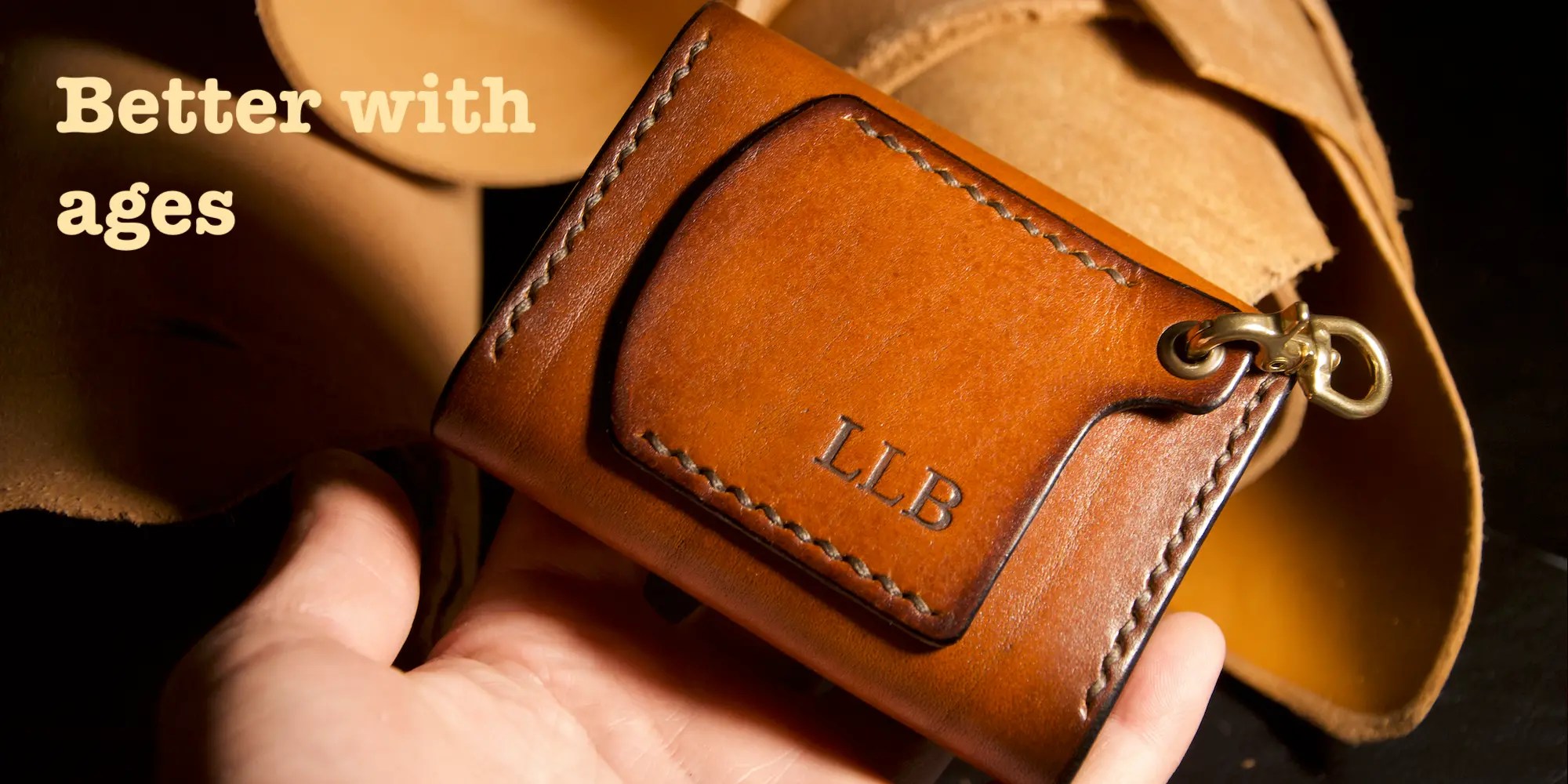Full grain leather patina