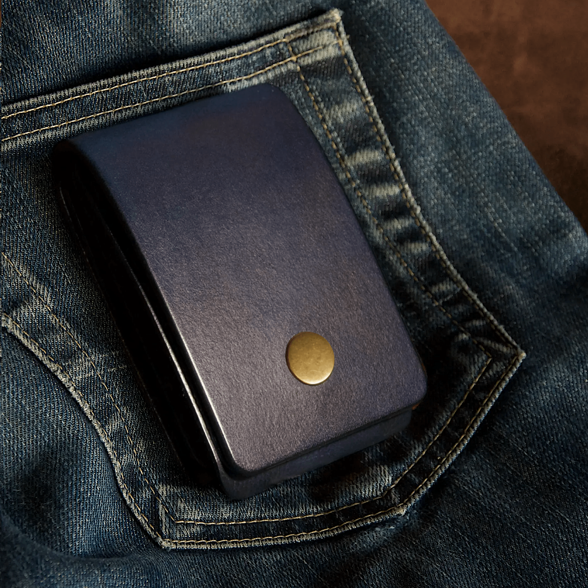 Customized Mens Blue Wallet in Deep Blue Leather