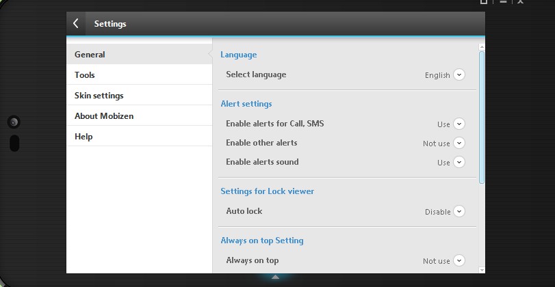 Mobizen settings