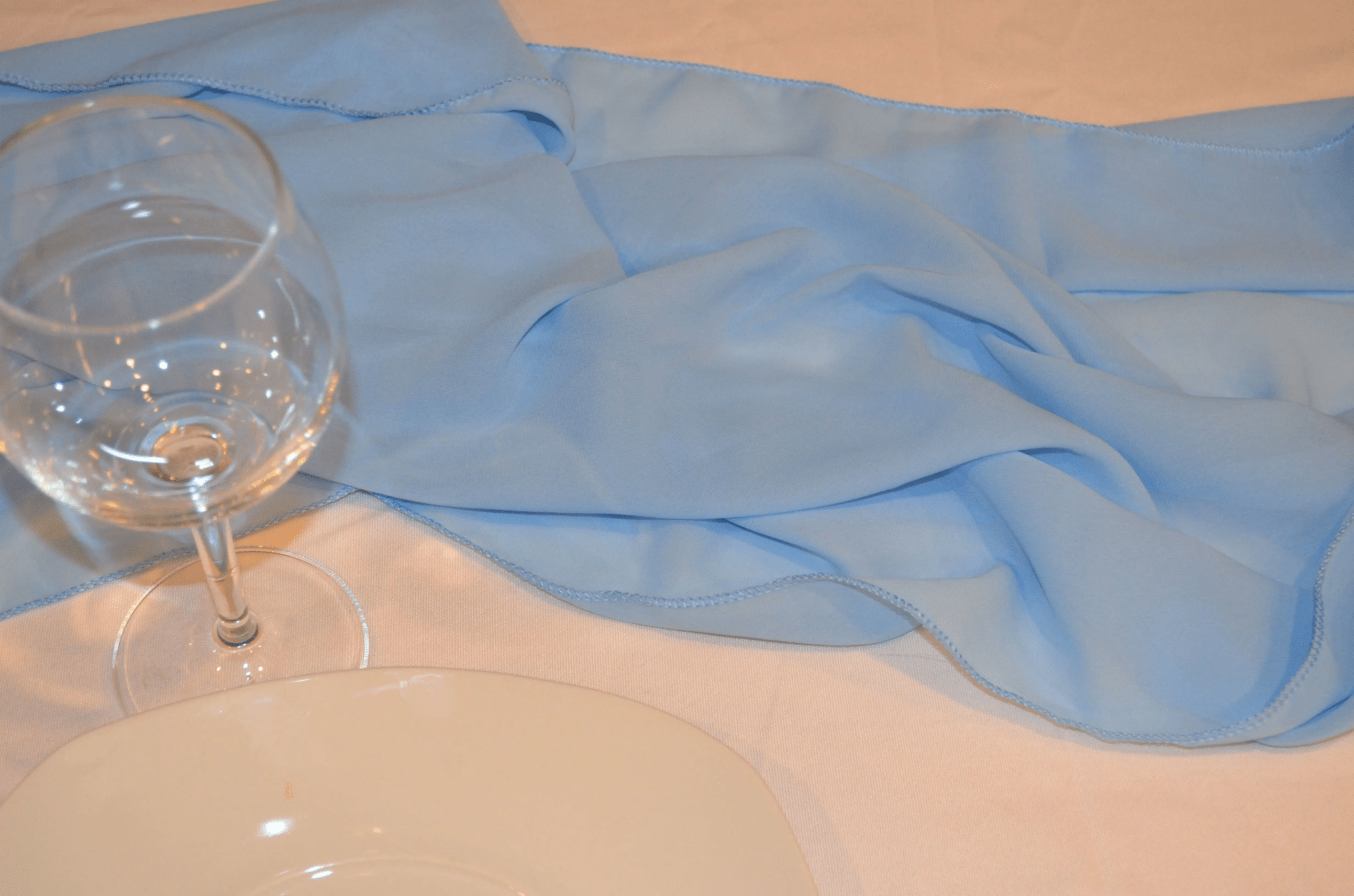 Chemin de table mousseline - Bleu