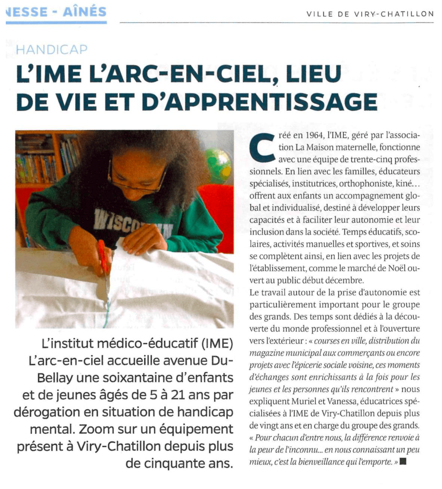 Article sur L&rsquo;IME L&rsquo;Arc-En-Ciel