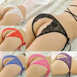 Sexy Tie At Sides Crotchless Glamour Knickers G-String Thong Briefs Panties