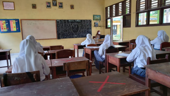 PTM di SMKN 1 Bandarlampung. Foto: Dwi DS