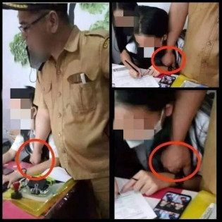 Aksi bejat oknum guru di SMA Motoling viral di media sosial. Foto: Tangkapan layar/Istimewa