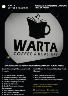 Pamflet pemberitahuan minum gratis bagi atlet peraih emas. Foto: Istimewa