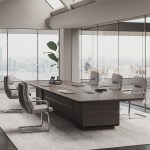 ترابيزة اجتماعات مودرن VIP خشب بني داكن 240×120 سم | طاولة مؤتمرات فخمة