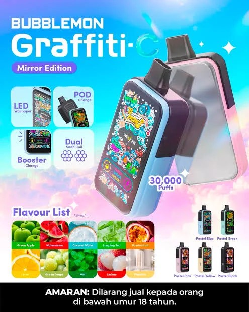 We Vape Bubblemon Graffiti-C x Tuzzy V3 30000 Puffs Mirror Edition