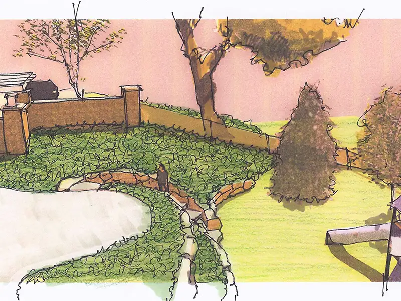 sloped backyard design