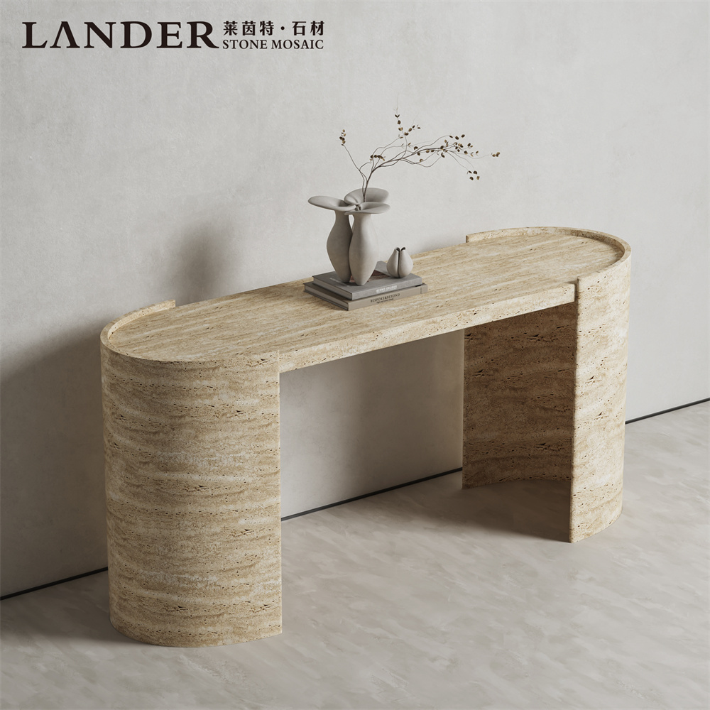 Oval marble console table