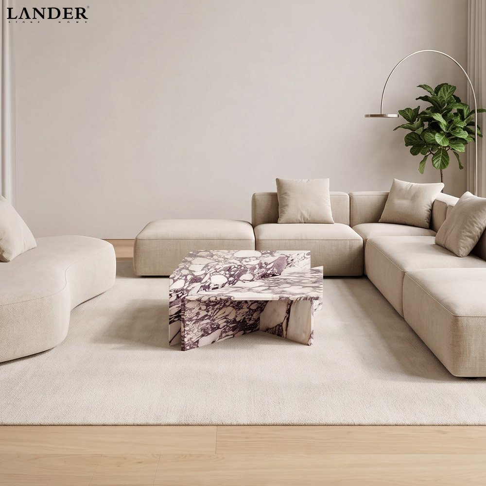 Calacatta Viola Violet Triangular Coffee Table