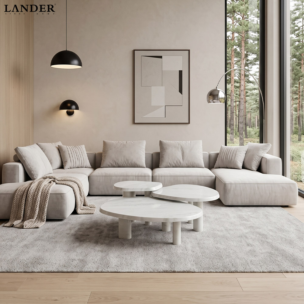Cary Ice Jade Marble Coffee Table Set