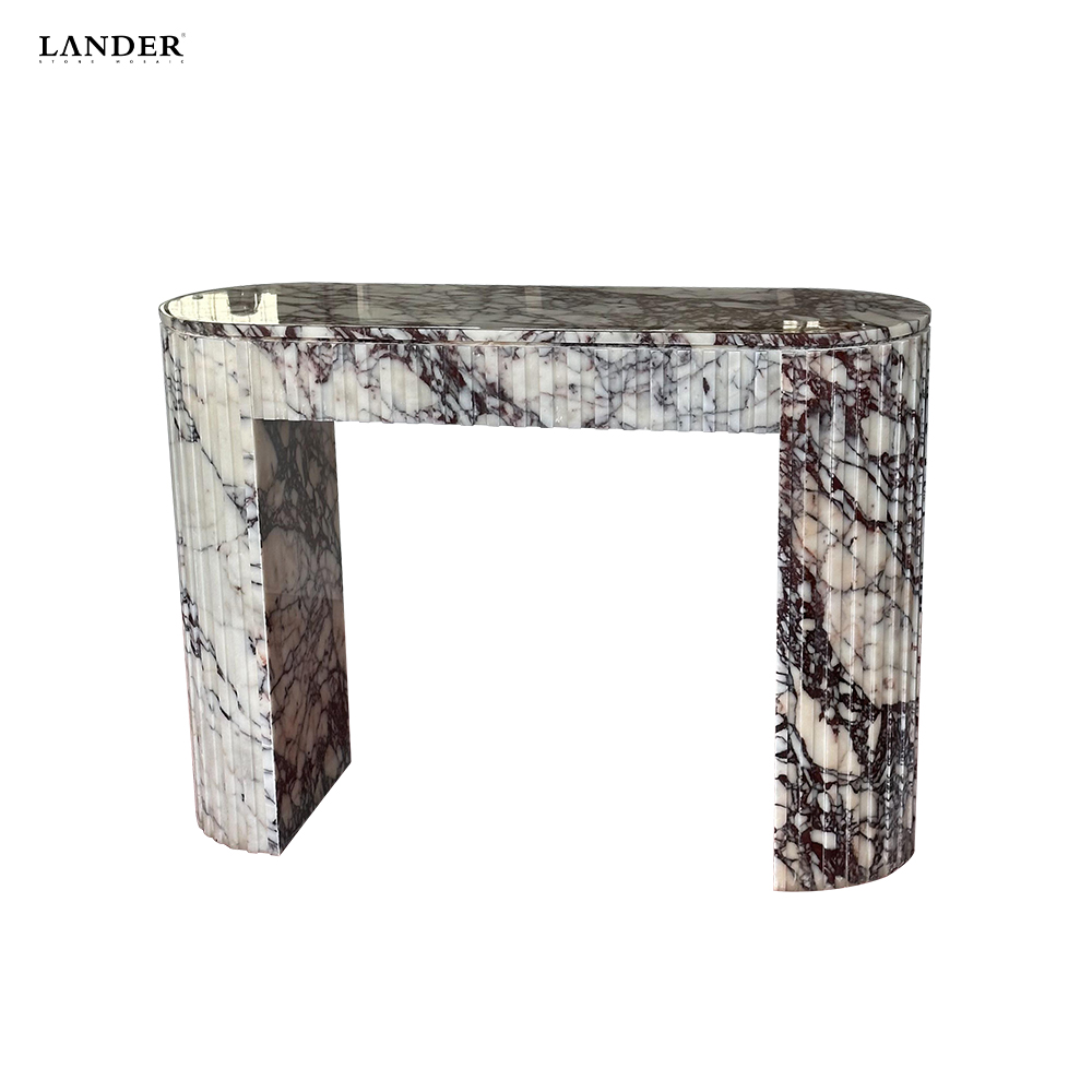 Calacatta Viola Marble Console Table Convex Edge Design