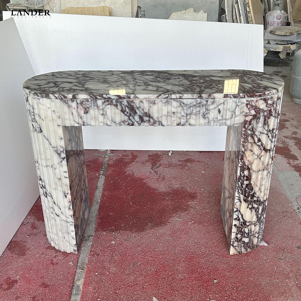 Calacatta Viola Marble Console Table Convex Edge Design