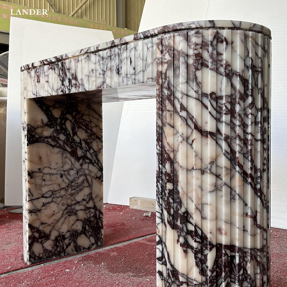 Calacatta Viola Marble Console Table Convex Edge Design