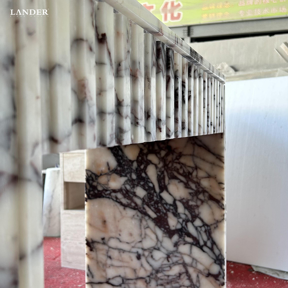 Calacatta Viola Marble Console Table Convex Edge Design