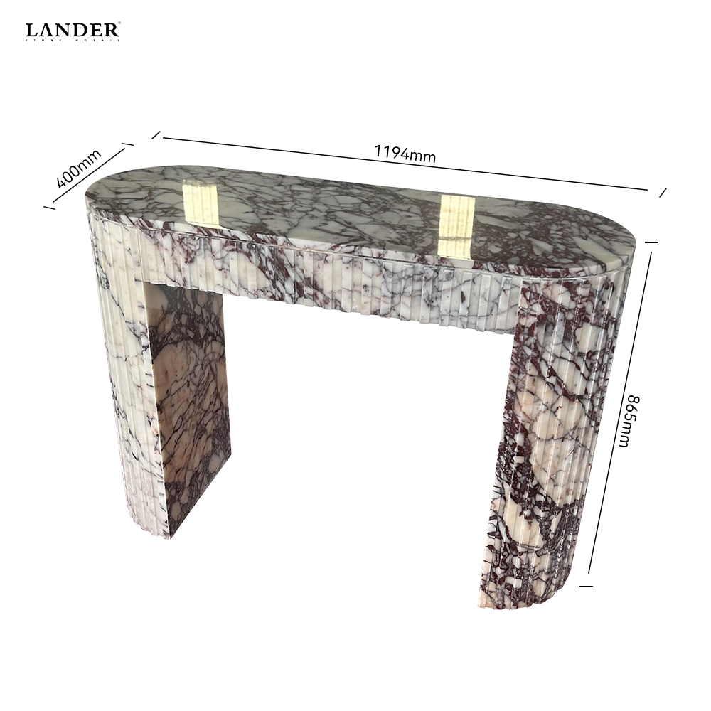 Calacatta Viola Marble Console Table Convex Edge Design
