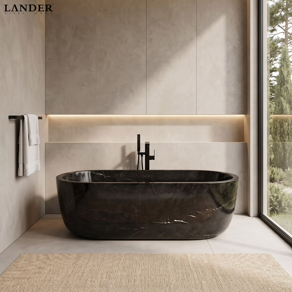 Nero Marquina Marble Bathtub