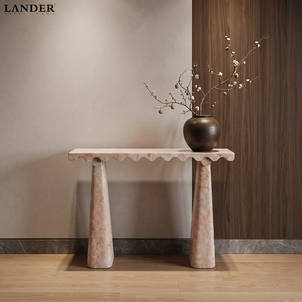 Sakura Pink Marble Console Table