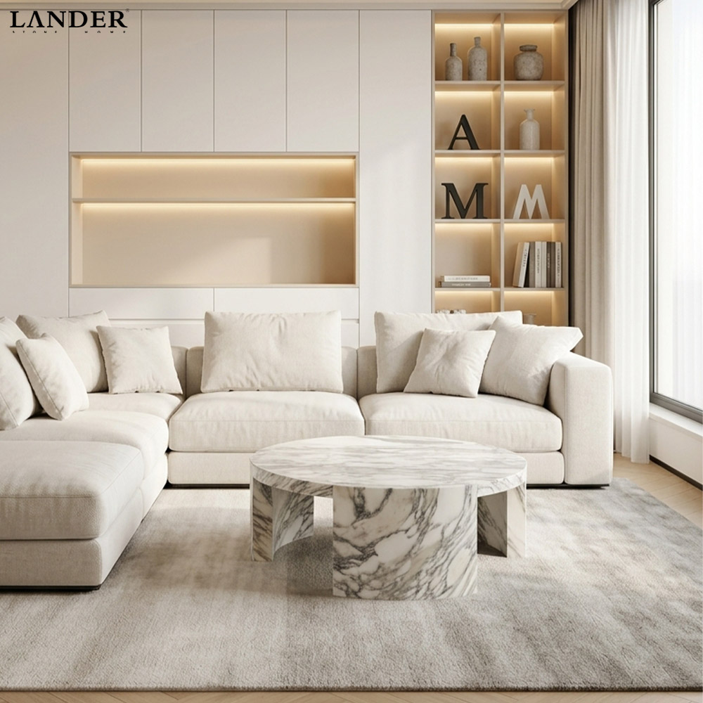 Arabescato Marble Round Coffee Table