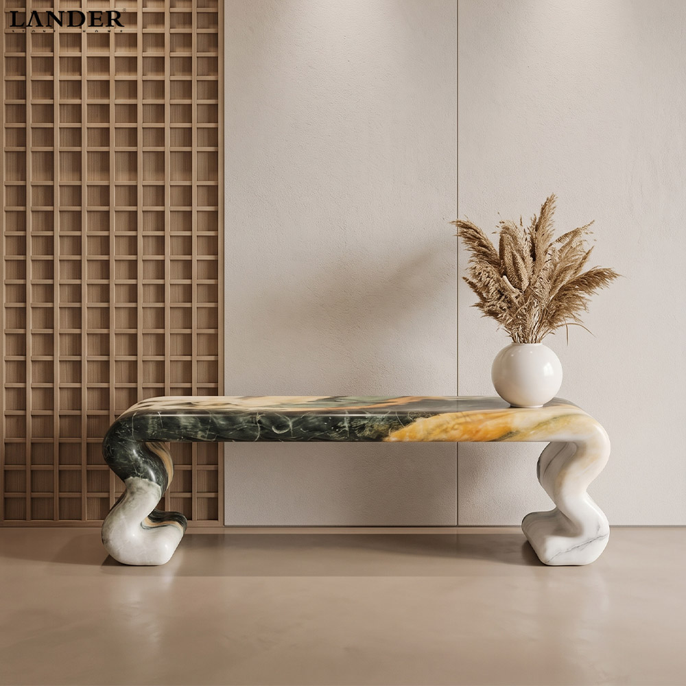 Panda White Marble Bench