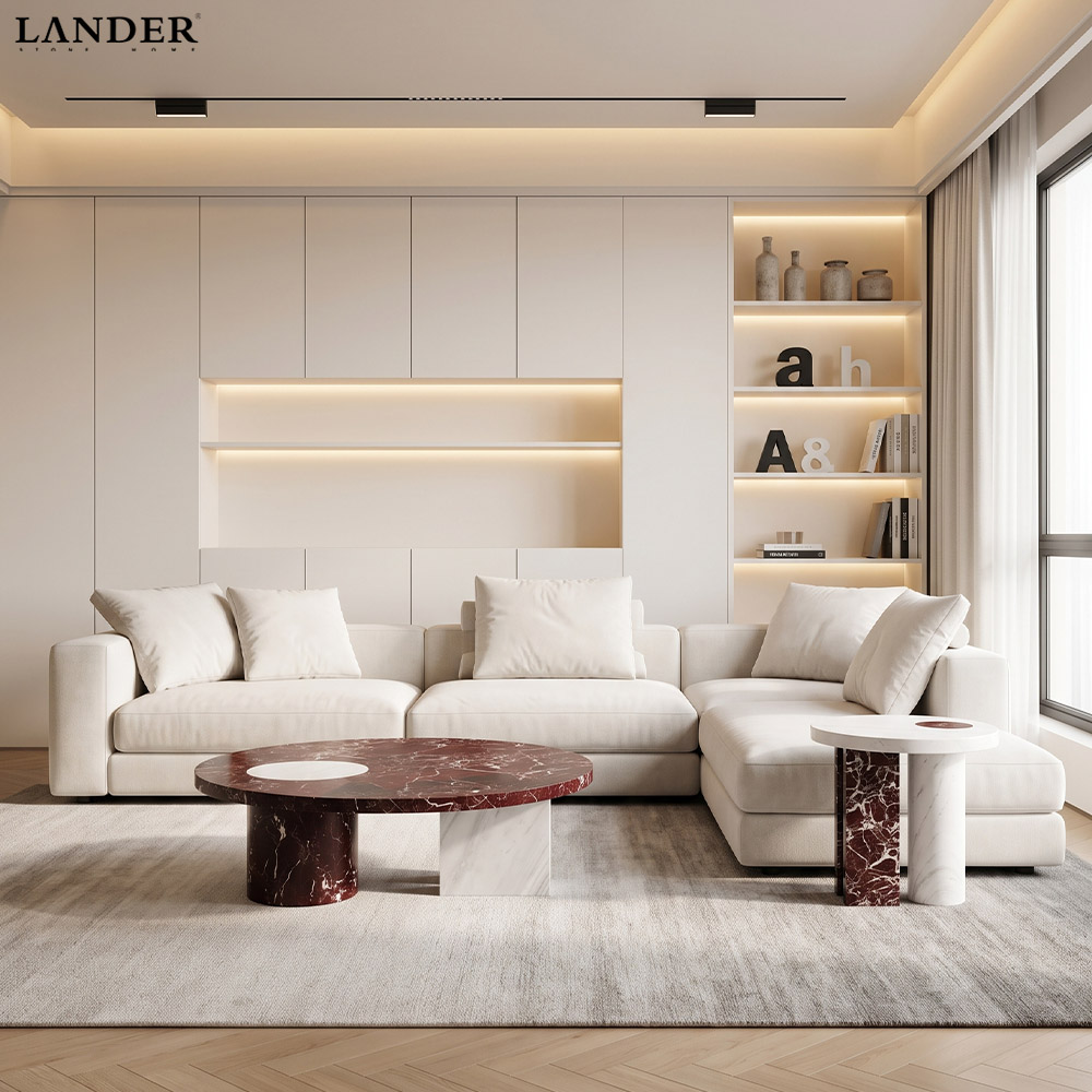 Rosa Levanto and Volakas Marble Coffee Table Sets