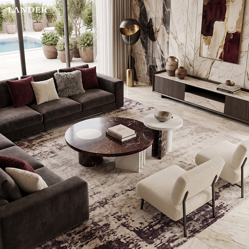 Rosa Levanto and Volakas Marble Coffee Table Sets