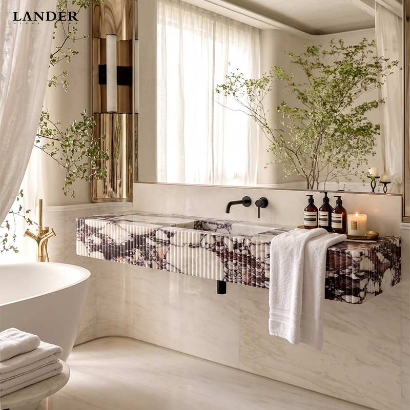 Calacatta Viola Marble Floating Sink