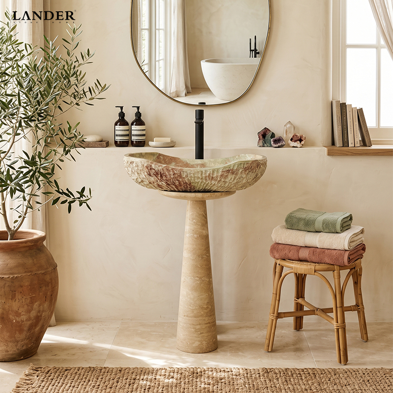 Monet's Garden Marble and Travertine Marble Sink