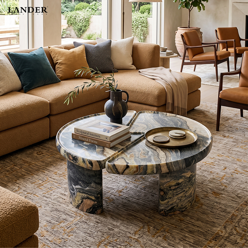 Picasso White Marble Coffee Table