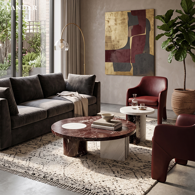 Rosa Levanto and Volakas Marble Coffee Table Sets