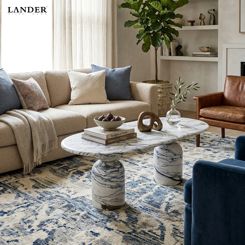 Arabescato Oval Marble Coffee Table