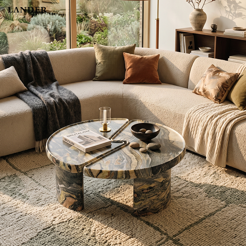 Picasso White Marble Coffee Table