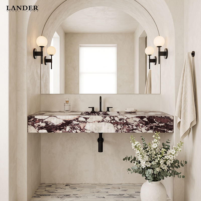 Calacatta Viola Marble Floating Sink