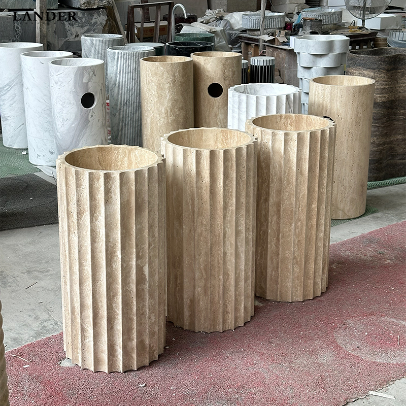Beige Travertine Marble Free Stand Sink