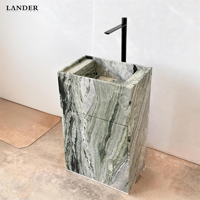 Shangrila Green Stand Vanity With Two Drawers