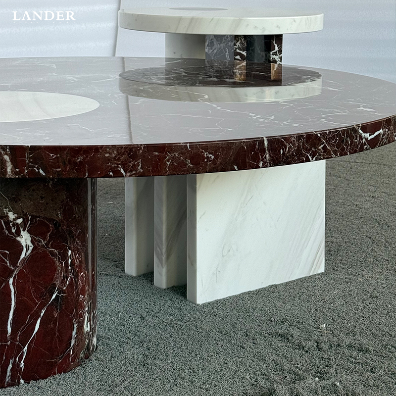 Rosa Levanto and Volakas Marble Coffee Table Sets