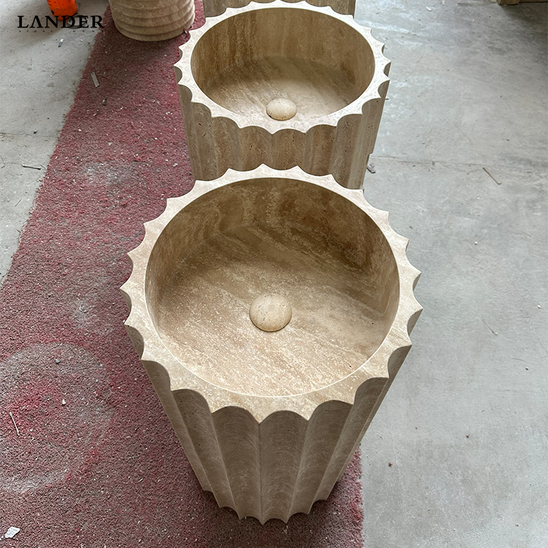 Beige Travertine Marble Free Stand Sink