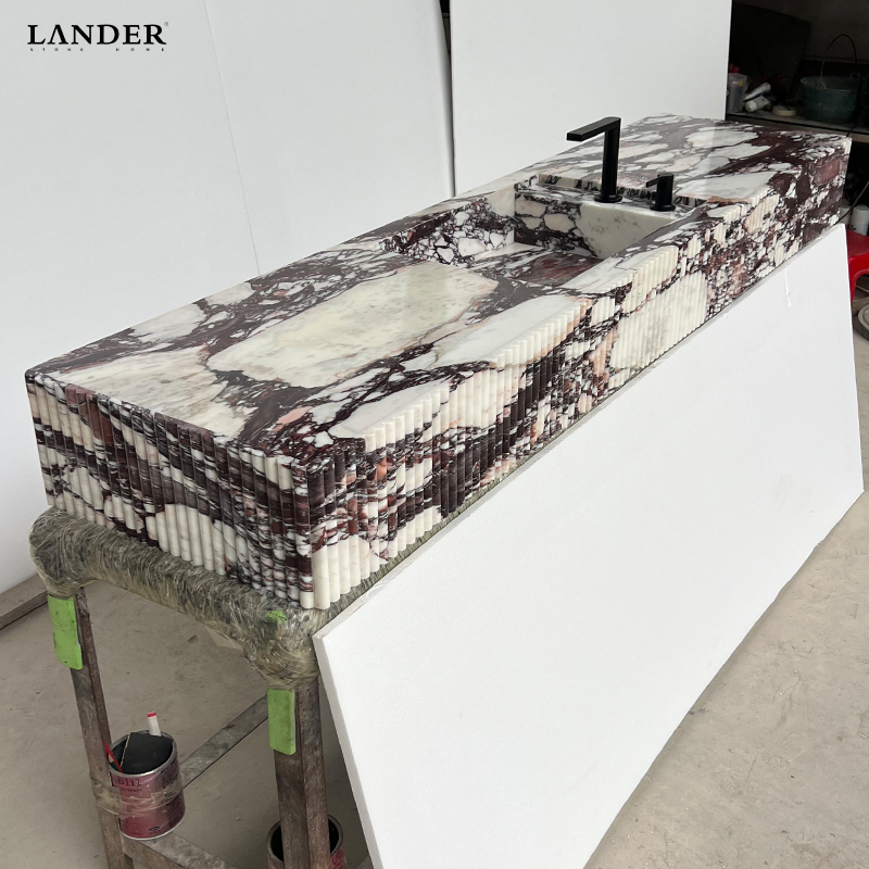 Calacatta Viola Marble Floating Sink