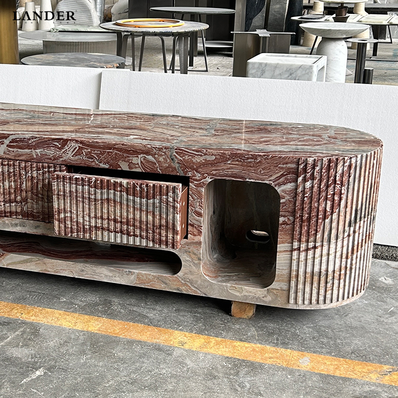 Monica Red TV Table With Drawers