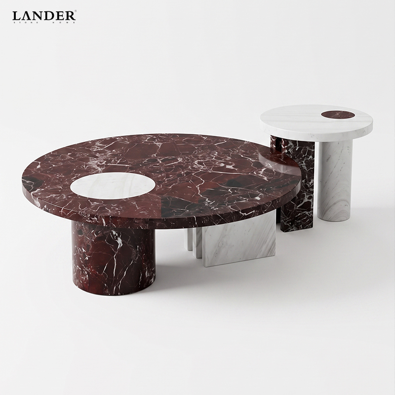Rosa Levanto and Volakas Marble Coffee Table Sets