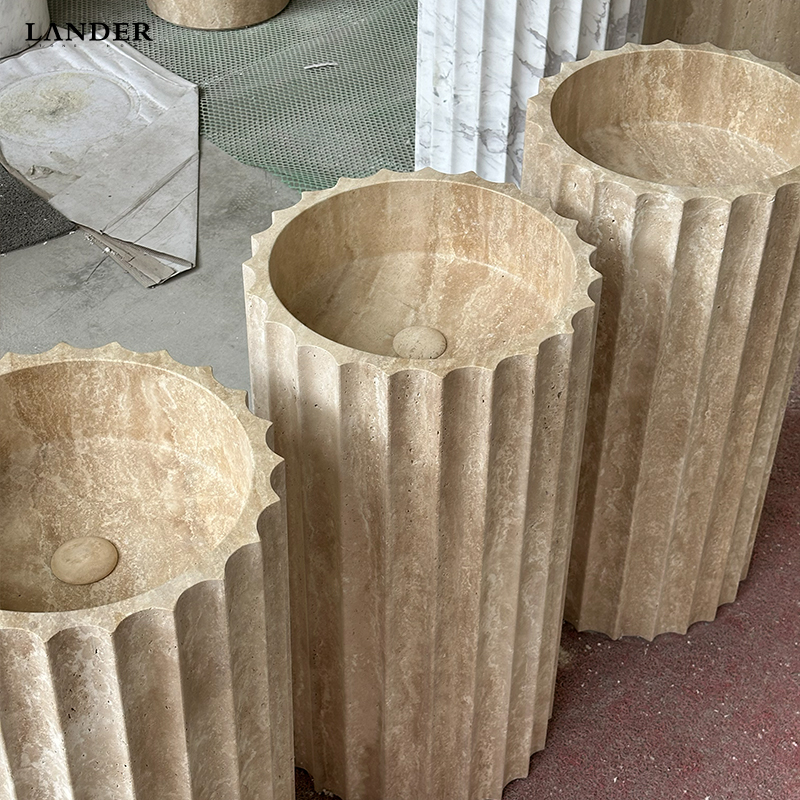 Beige Travertine Marble Free Stand Sink