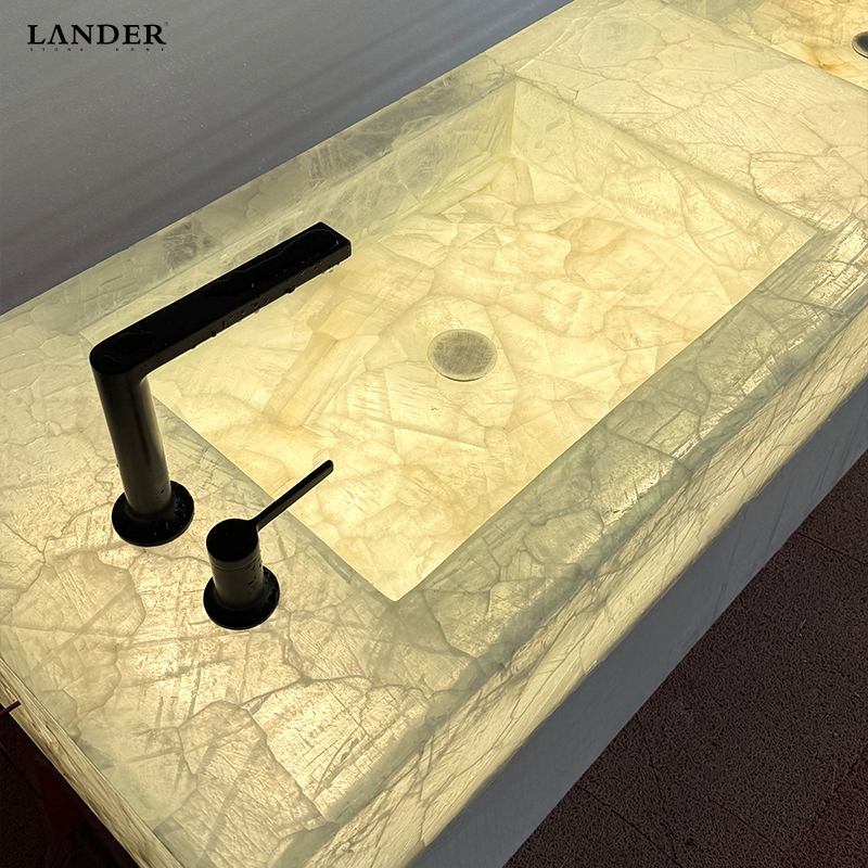 Ice Jade Marble Double Sinks
