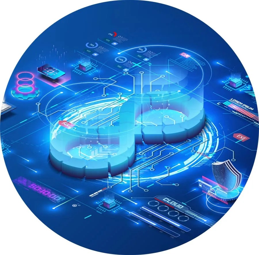 Tech infinity concept with digital elements