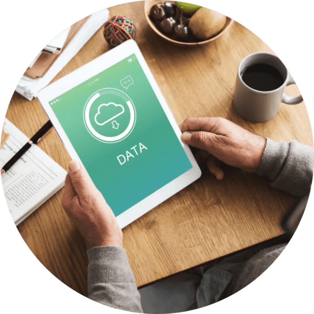 Tablet with cloud data icon