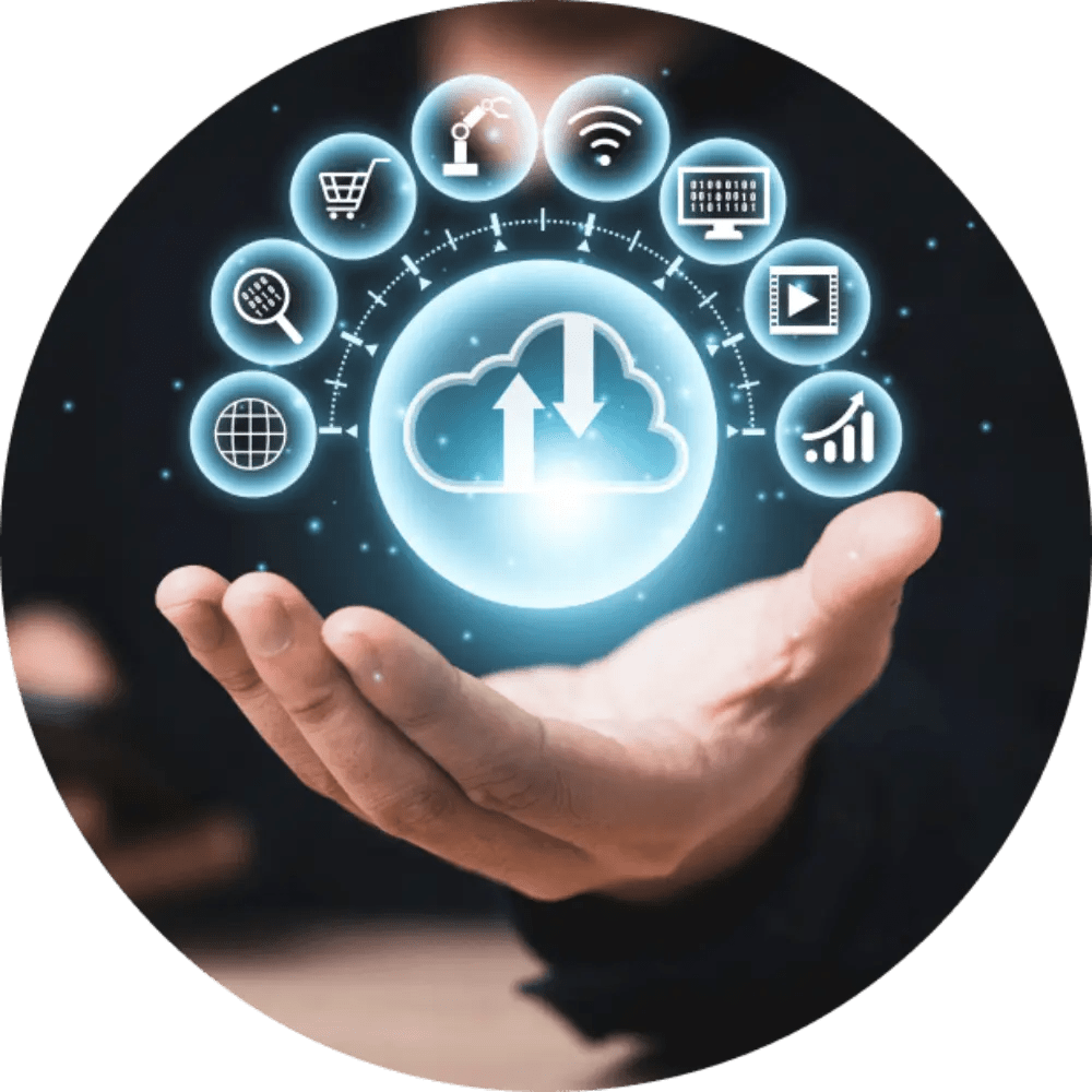 Cloud services icon in hand