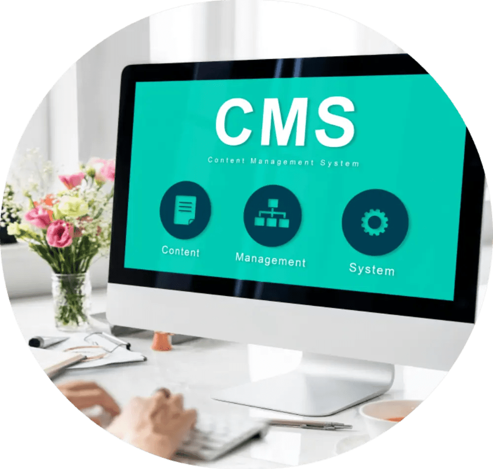 CMS Content Management System on screen.